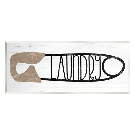 Stupell Rustic Laundry Clothespin Shape Typography Painting Wall Plaque Unframed Art Print Wall Art