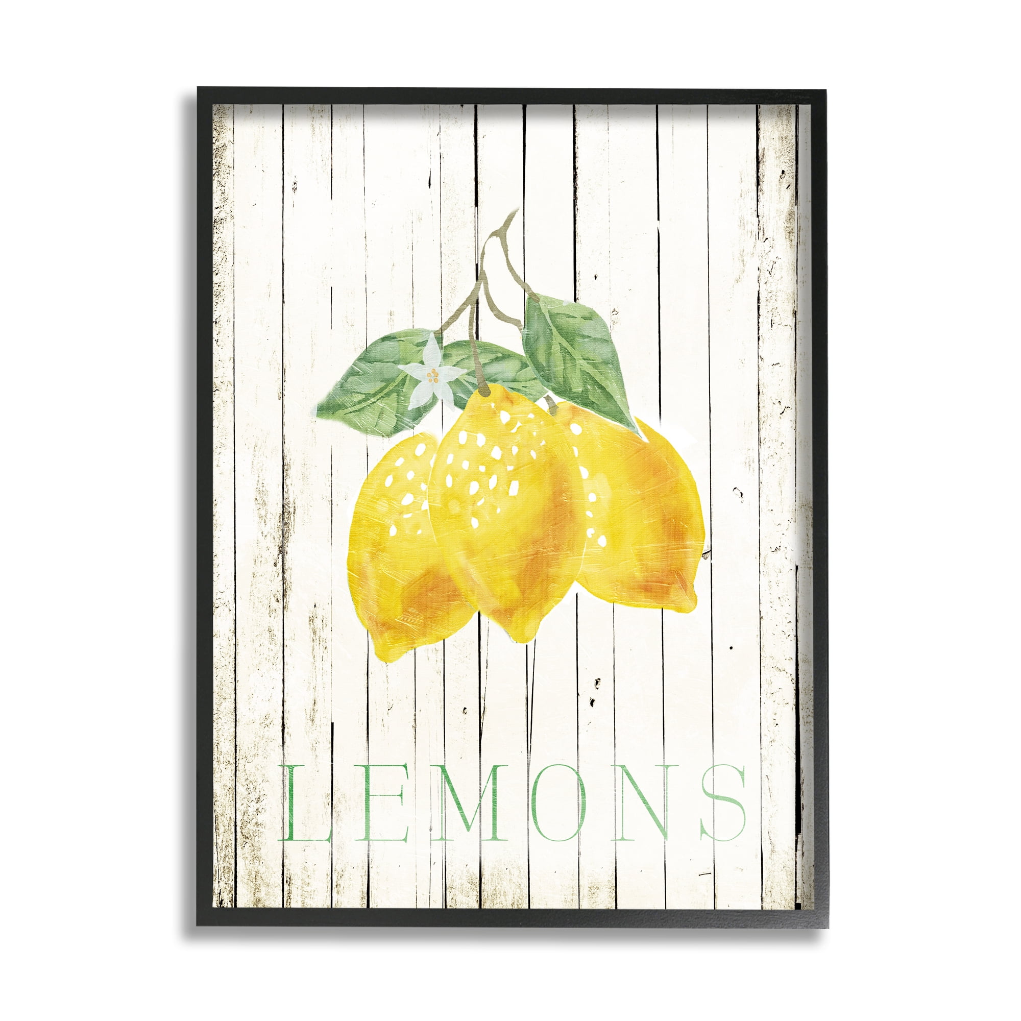 Stupell Rustic Lemons Country Patterned Food & Beverage Painting Black Framed Art Print Wall Art