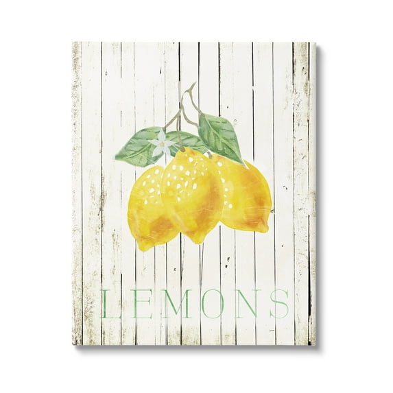 Stupell Rustic Lemons Country Patterned Food & Beverage Painting Gallery Wrapped Canvas Print Wall Art