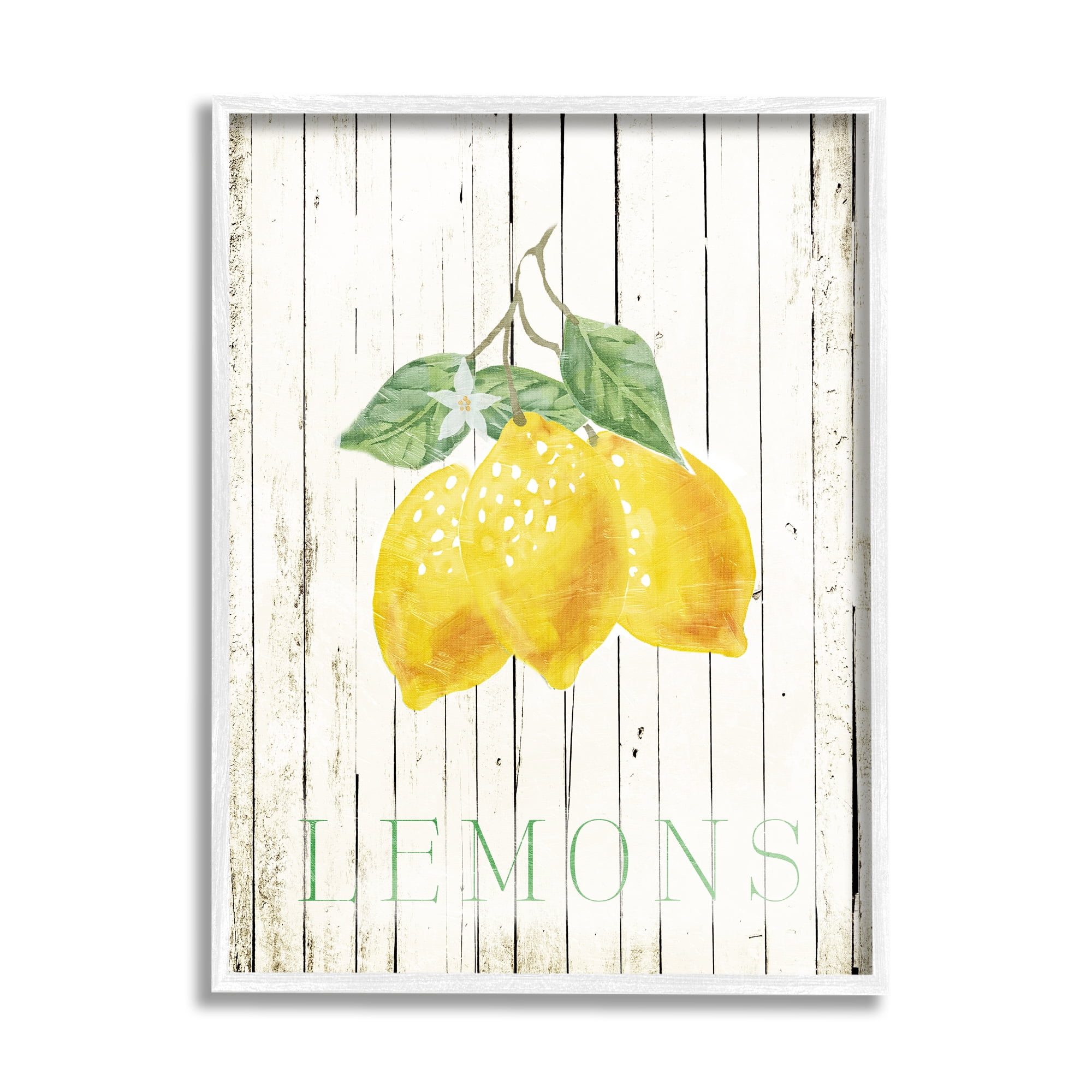 Stupell Rustic Lemons Country Patterned Food & Beverage Painting White Framed Art Print Wall Art