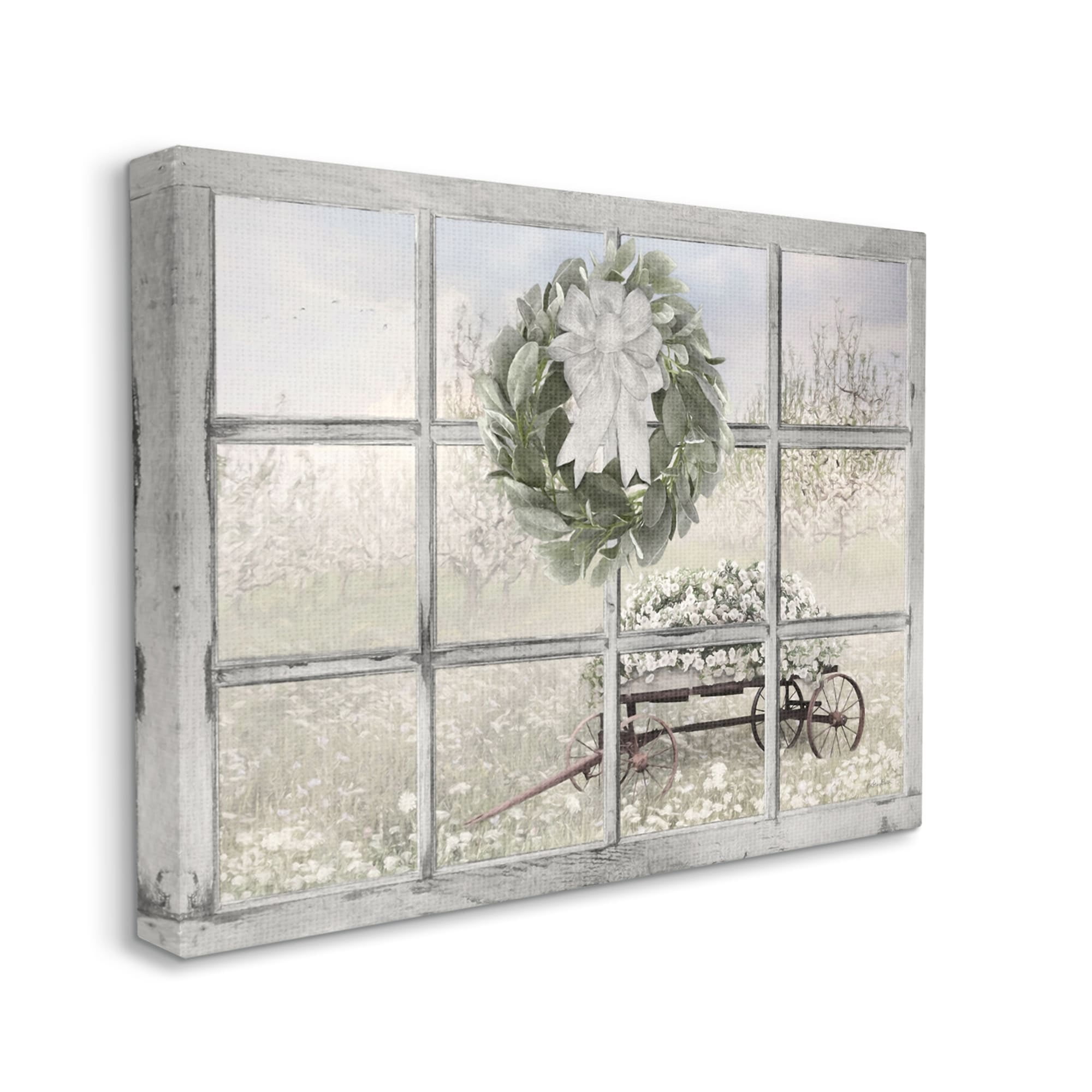 Rustic Meadow Floral Wagon Landscape Canvas Wall Art