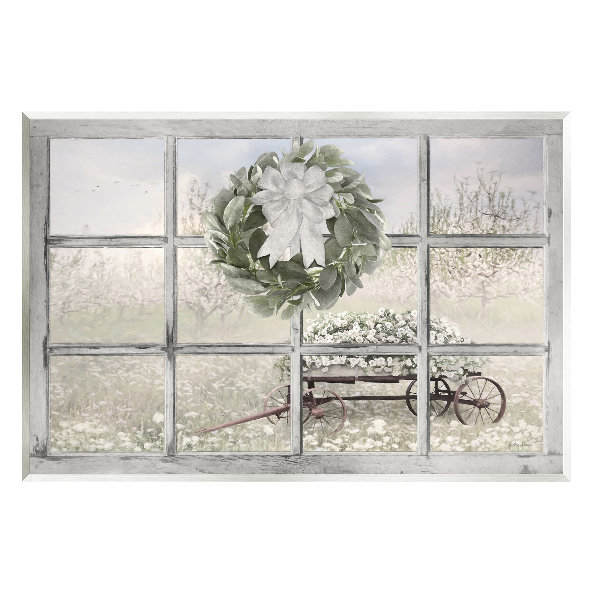 Stupell Rustic Meadow Floral Wagon Landscape Painting Wall Plaque Unframed Art Print Wall Art