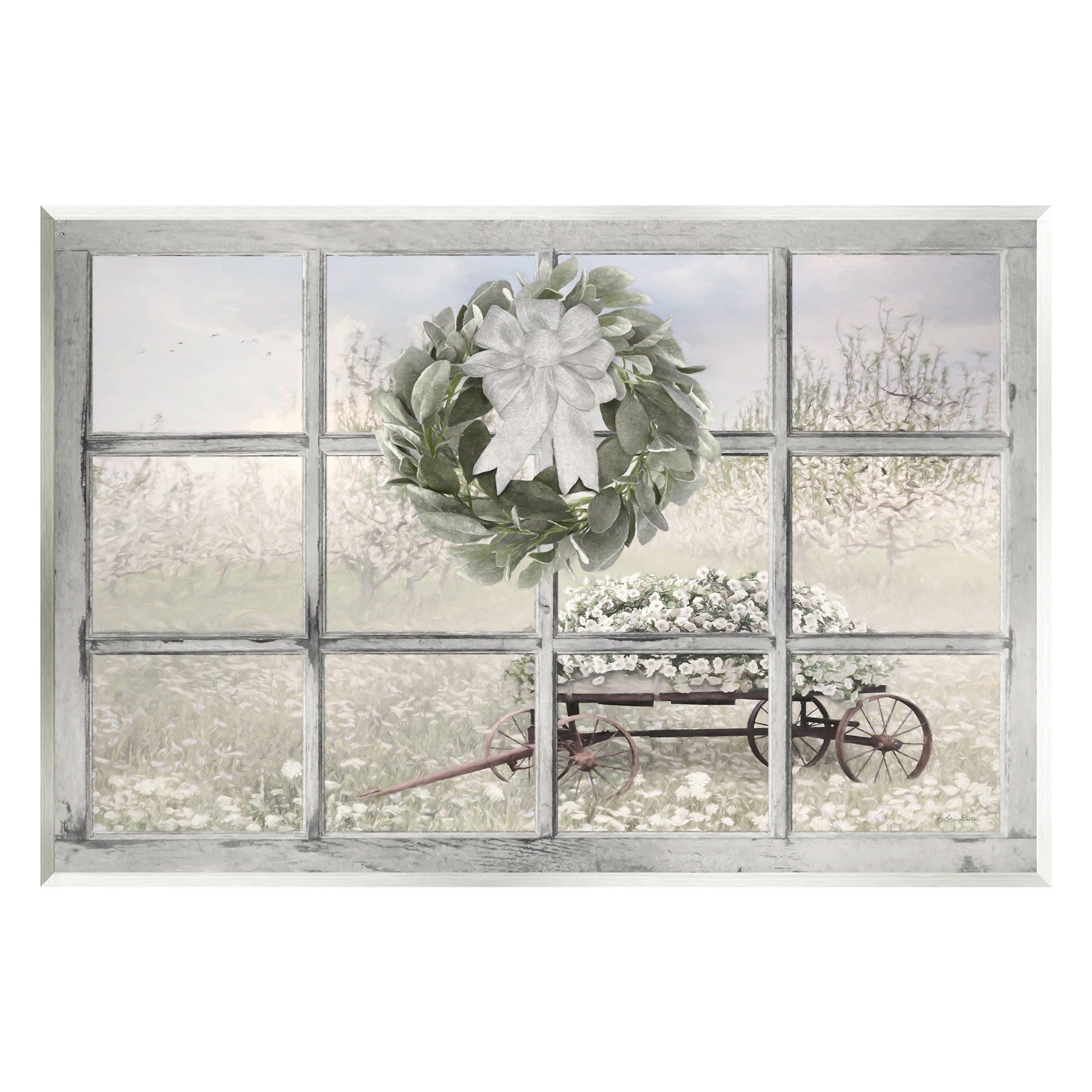 Stupell Rustic Meadow Floral Wagon Landscape Painting Wall Plaque Unframed Art Print Wall Art