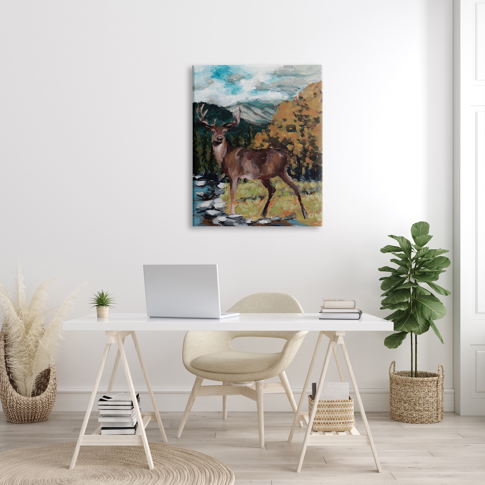 Stupell Rustic Wildlife Deer Painting Animals & Insects Painting Gallery Wrapped Canvas Print Wall Art