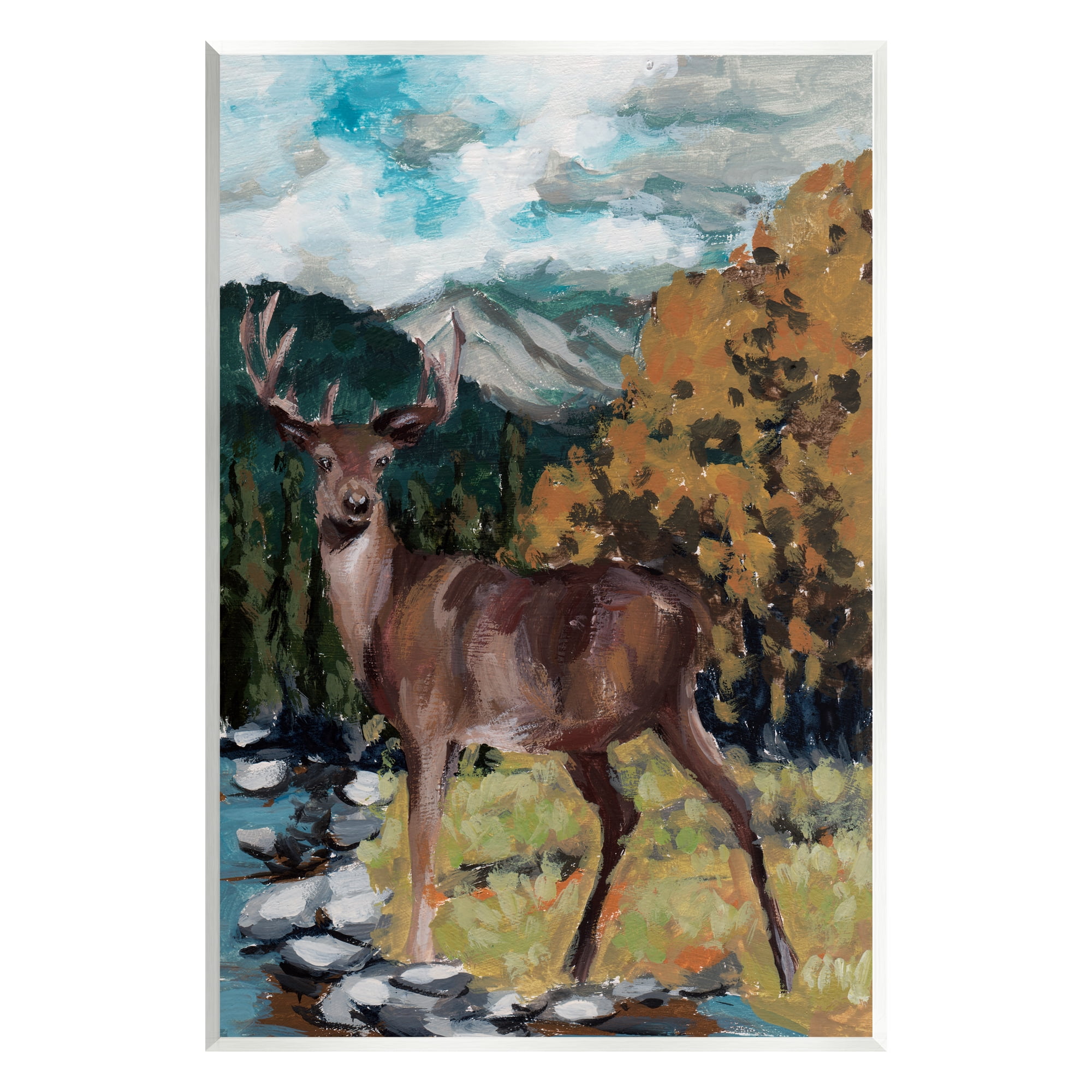 Stupell Rustic Wildlife Deer Painting Animals & Insects Painting Wall Plaque Unframed Art Print Wall Art