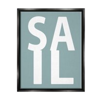 Stupell Sail Summer Boating Turquoise Landscape Painting Black Floater Framed Art Print Wall Art