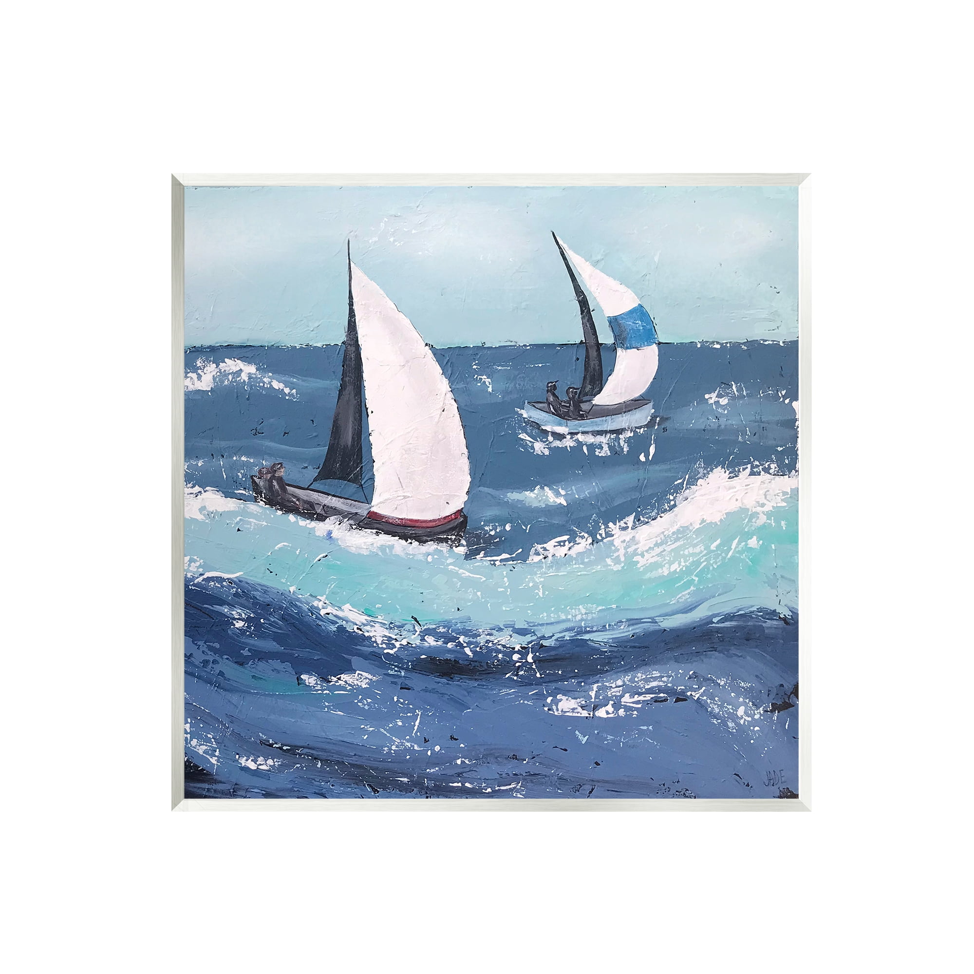 Stupell Sailing Sea Waves Splashing Landscape Painting Wall Plaque Unframed Art Print Wall Art
