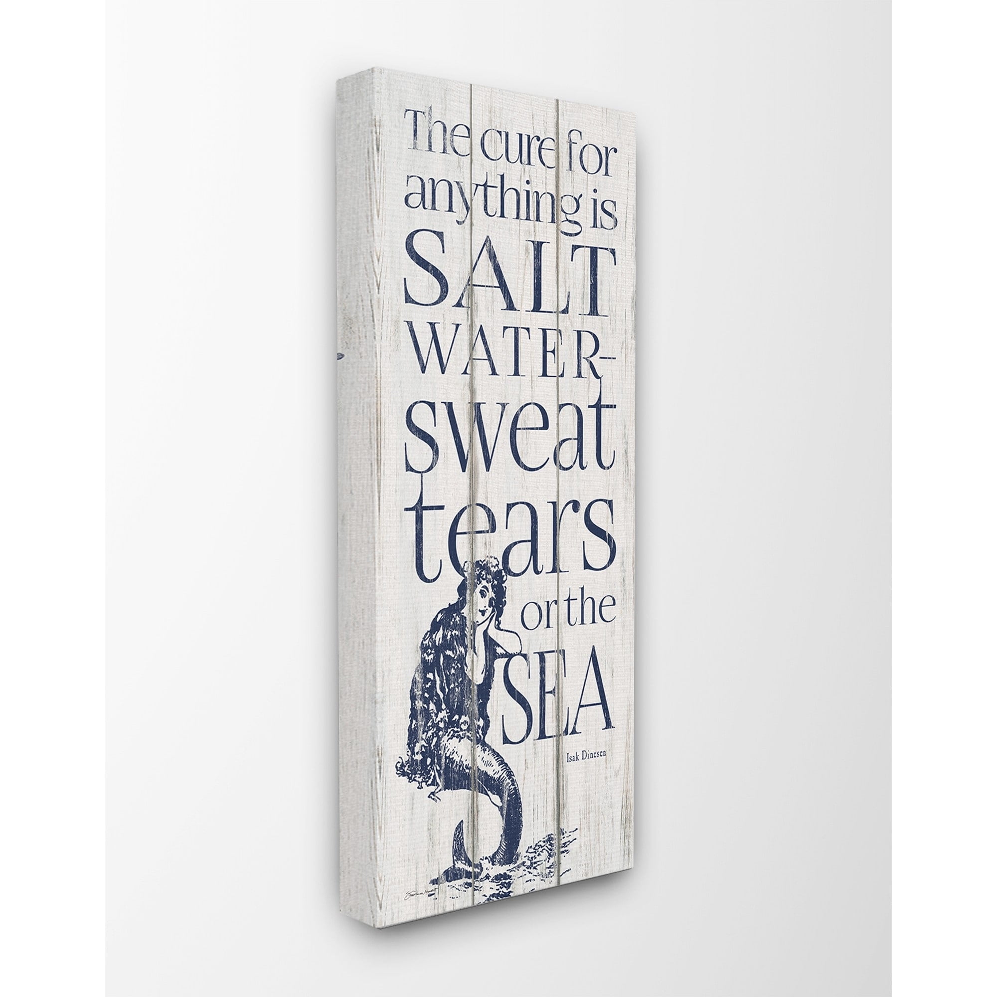 Stupell Saltwater is the Cure Sea Mermaid Planked Look, Canvas, 10 x 1.5 x 24, A - Multi-color 10 x 24