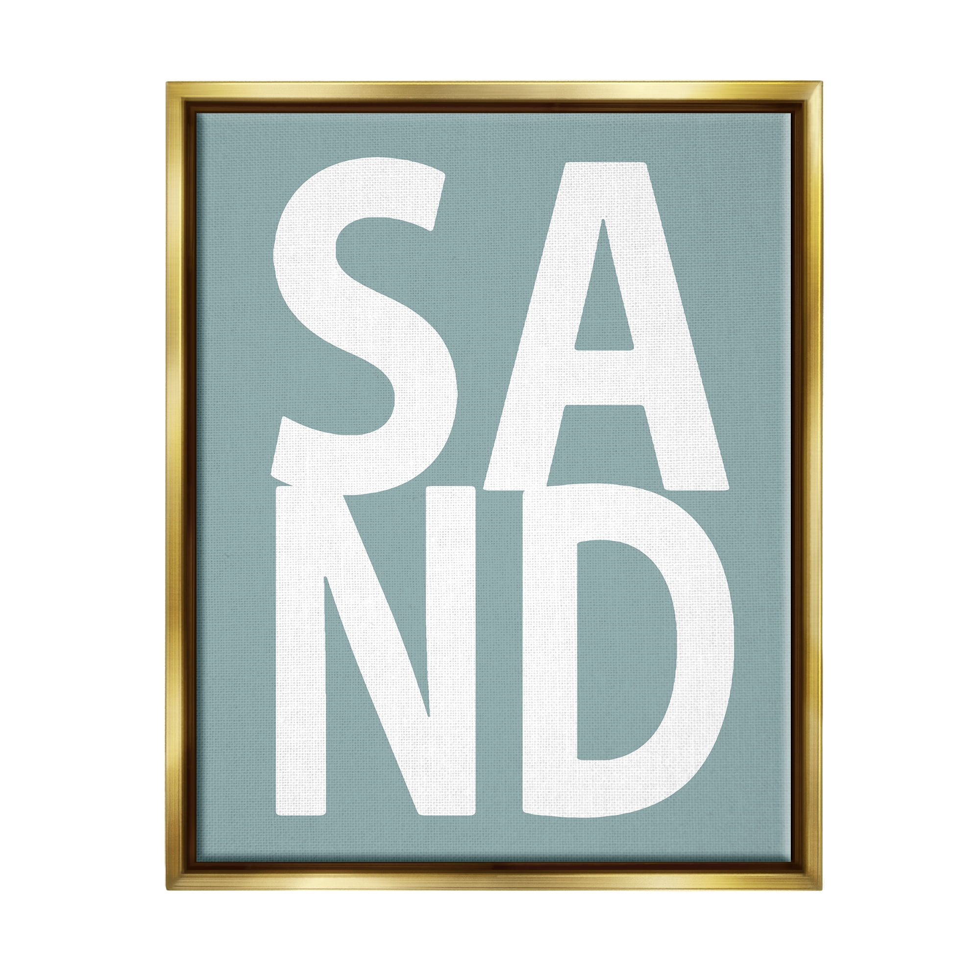 Stupell Sand Phrase Summertime Beach Landscape Painting Gold Floater Framed Art Print Wall Art