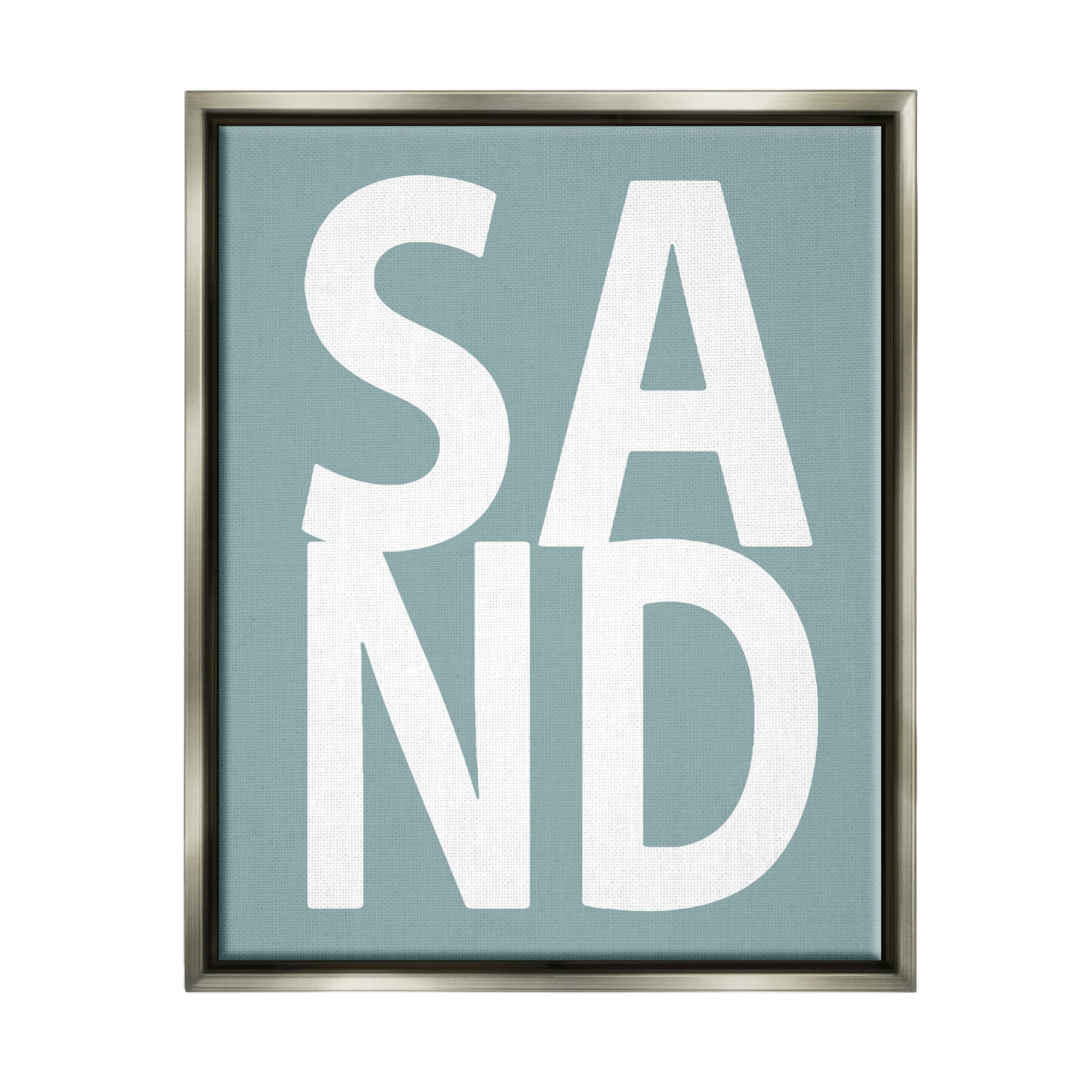Stupell Sand Phrase Summertime Beach Landscape Painting Gray Floater Framed Art Print Wall Art