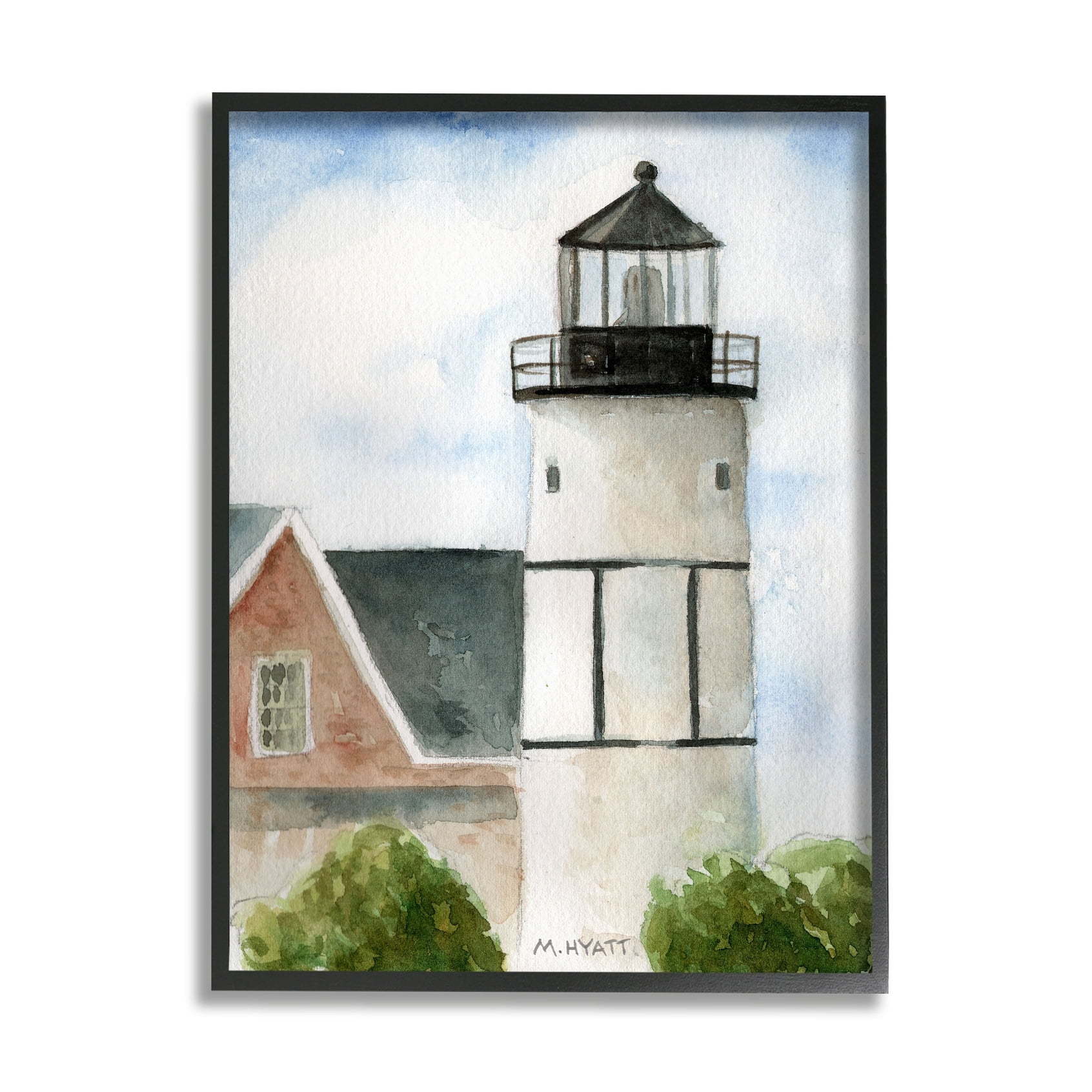 Stupell Sandy Neck Lighthouse Coastal Beach Architecture Framed Wall Art 24 x 30 Black