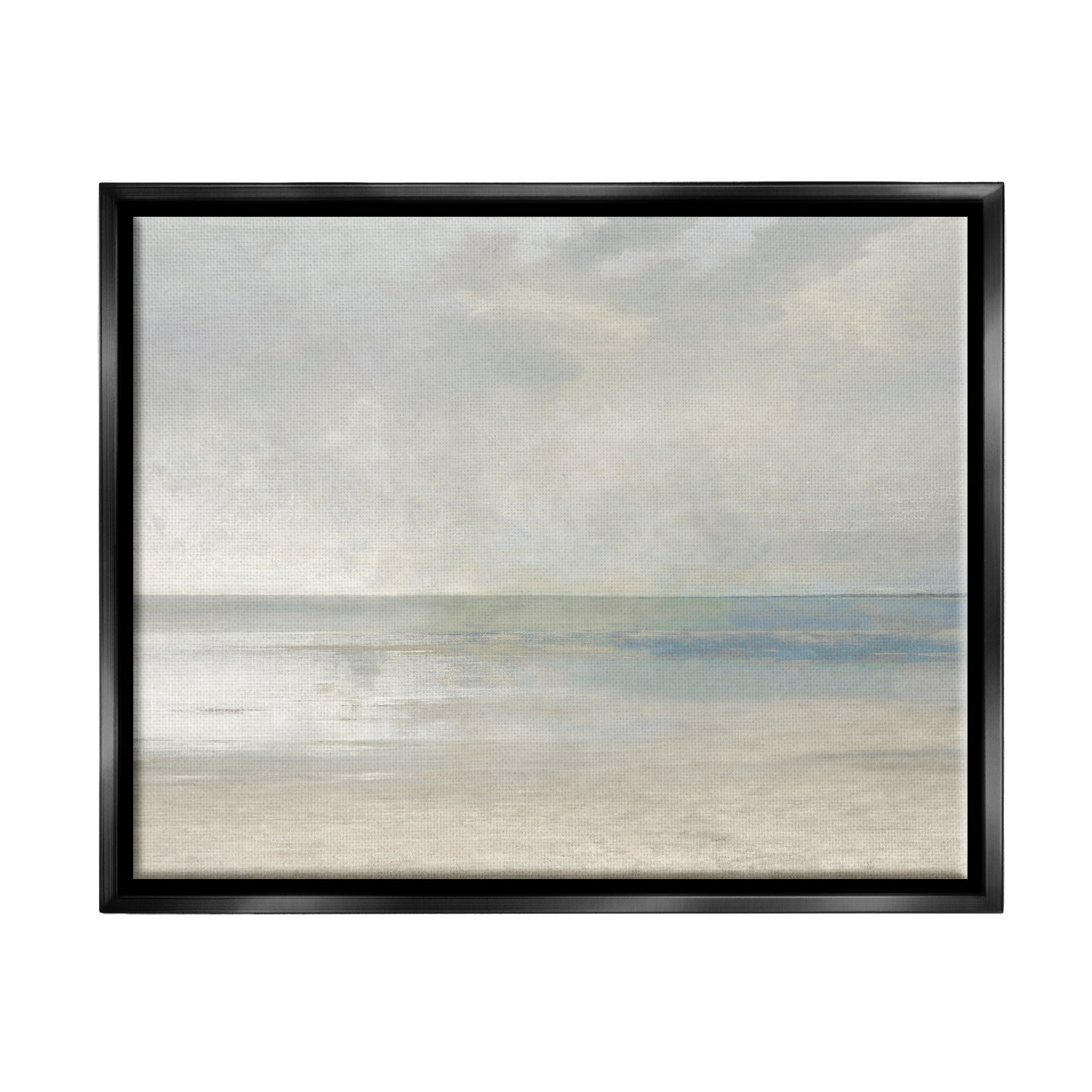 Stupell Sandy Tide Ocean Horizon Landscape Painting Black Floater Framed Art Print Wall Art