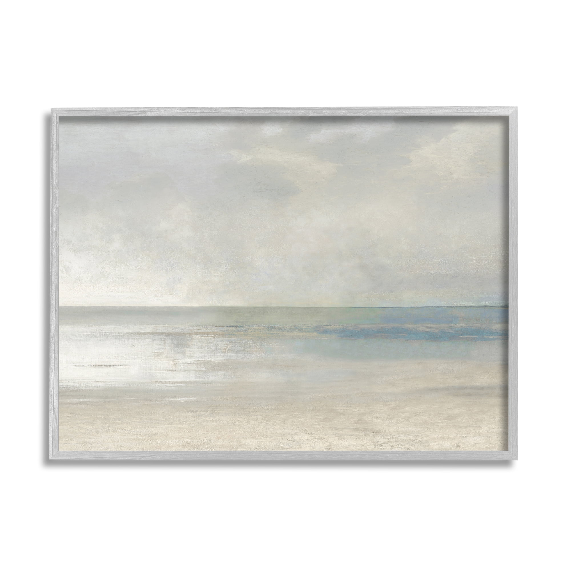 Stupell Sandy Tide Ocean Horizon Landscape Painting Gray Framed Art Print Wall Art