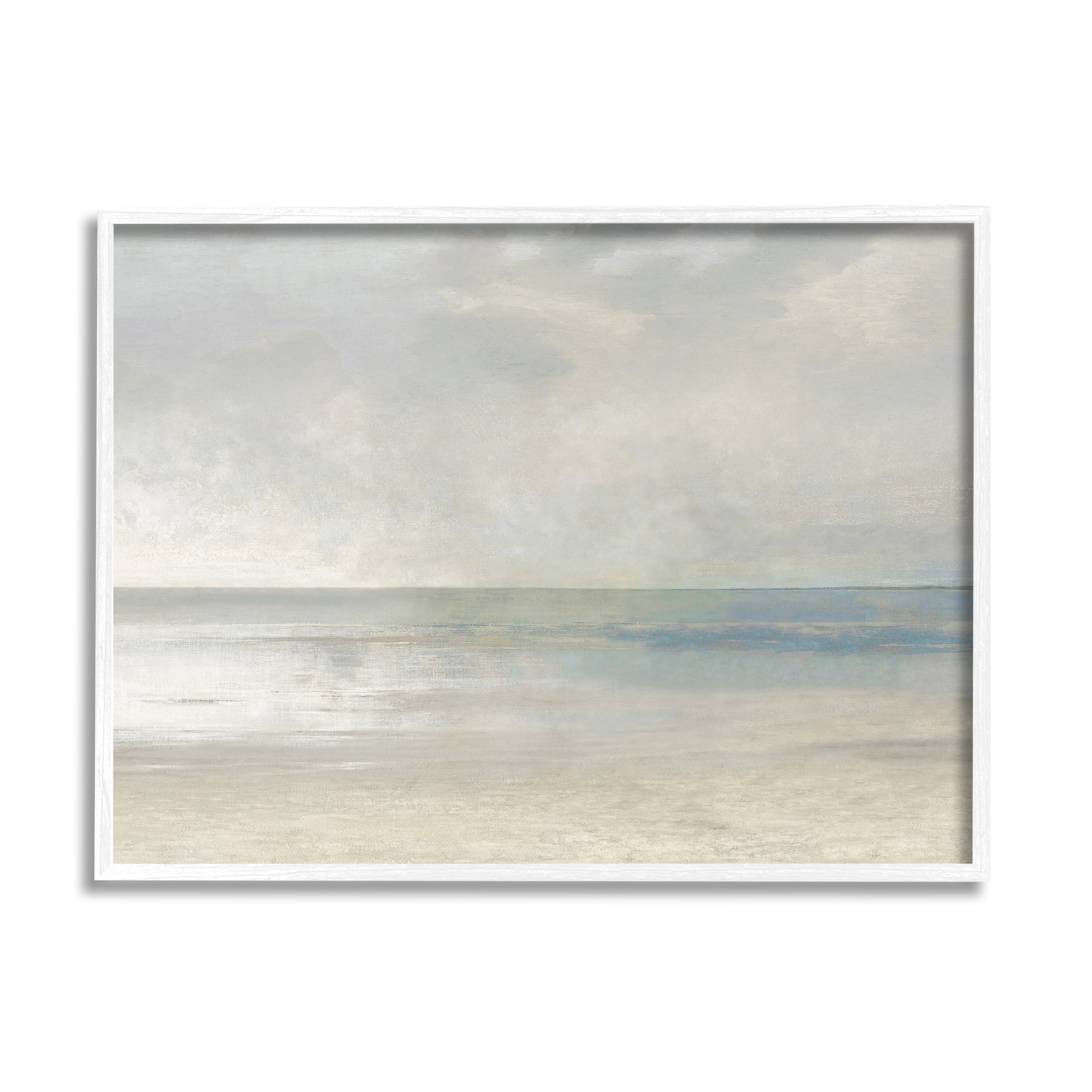 Stupell Sandy Tide Ocean Horizon Landscape Painting White Framed Art Print Wall Art