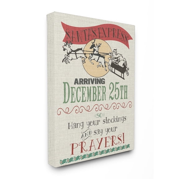 Stupell Santa's Express Typography Stretched Canvas Wall Art 24 x 30