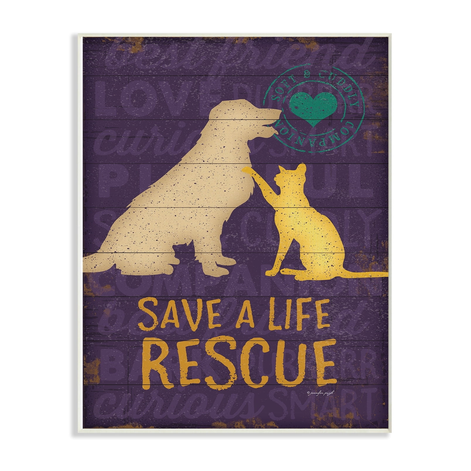 Stupell Save A Life Rescue Dog And Cat Silhouette, Wall Plaque, 10 x 0.5 x 15, A 13 x 19