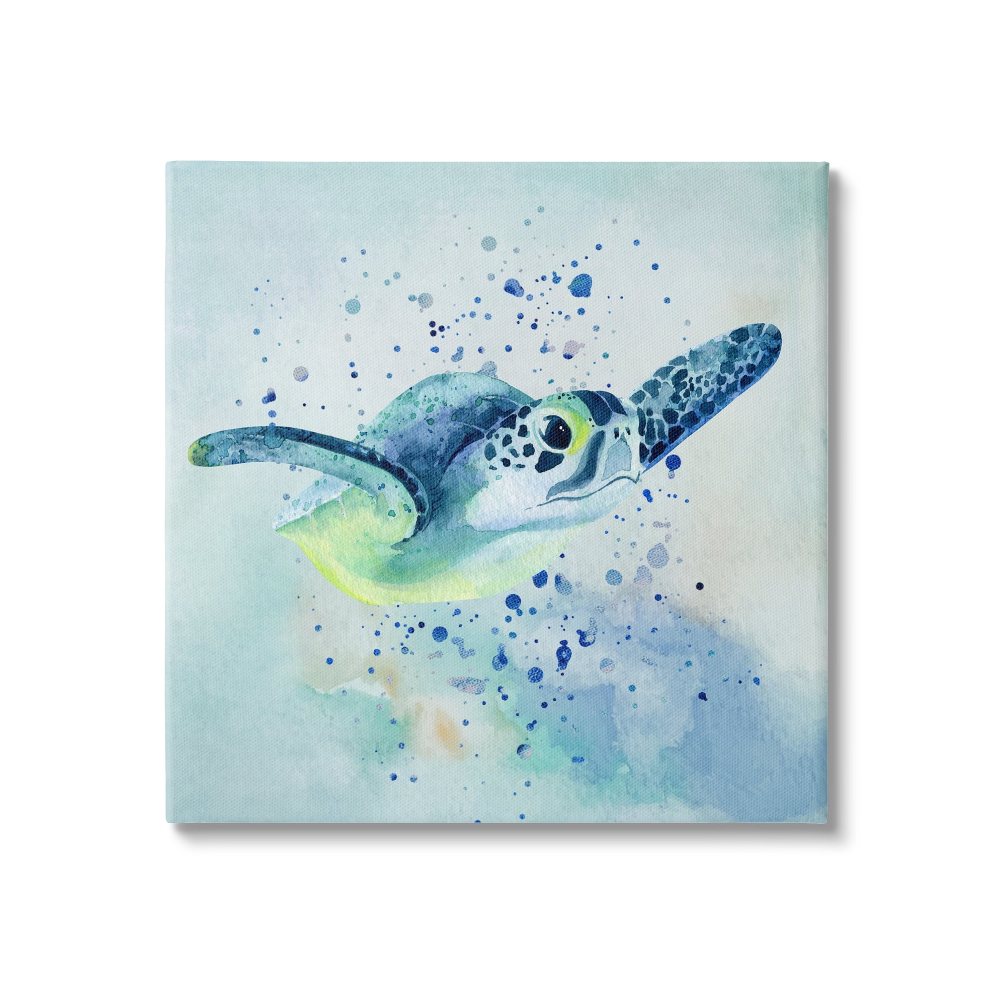 Sea Turtle Underwater Bubbles Splash Canvas Wall Art, 36" x 36"