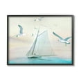 thumbnail image 1 of Stupell Seagulls Flying Ocean Sailboat Landscape Painting Black Framed Art Print Wall Art, 1 of 8
