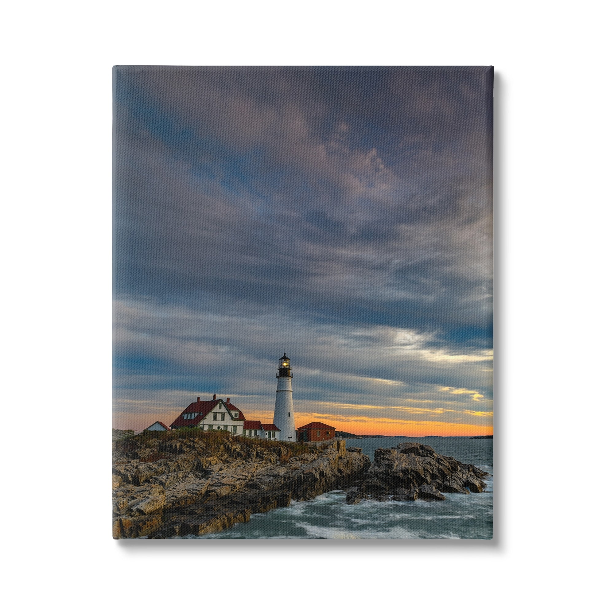 Stupell Seaside Lighthouse Beacon Coast Landscape Photography Gallery Wrapped Canvas Print Wall Art