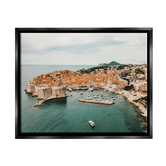 Stupell Seaside Port Town Architecture Landscape Photography Black Floater Framed Art Print Wall Art