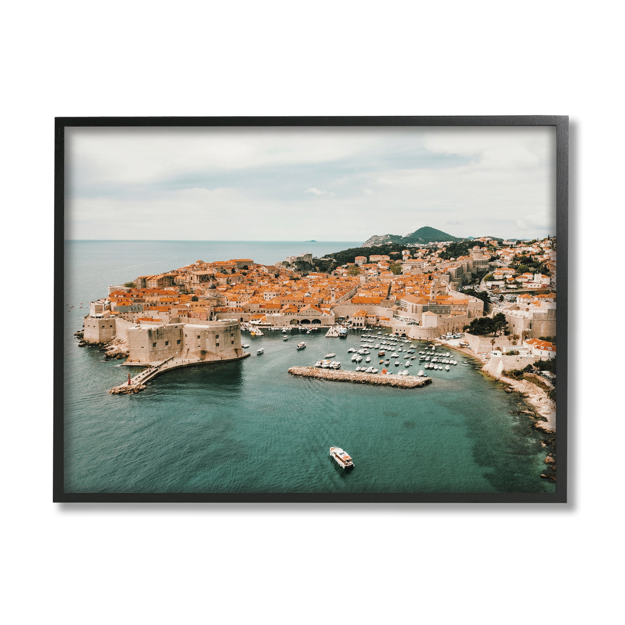 Stupell Seaside Port Town Architecture Landscape Photography Black Framed Art Print Wall Art