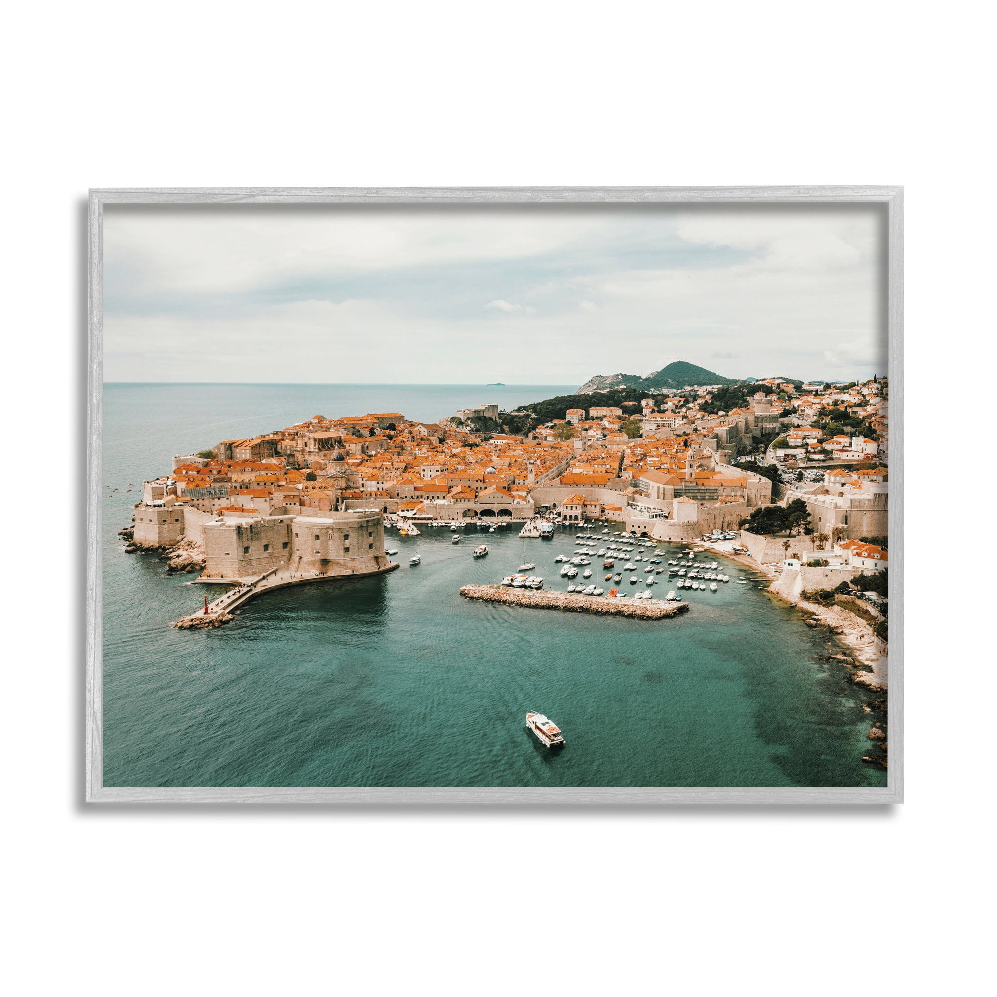 Stupell Seaside Port Town Architecture Landscape Photography Gray Framed Art Print Wall Art