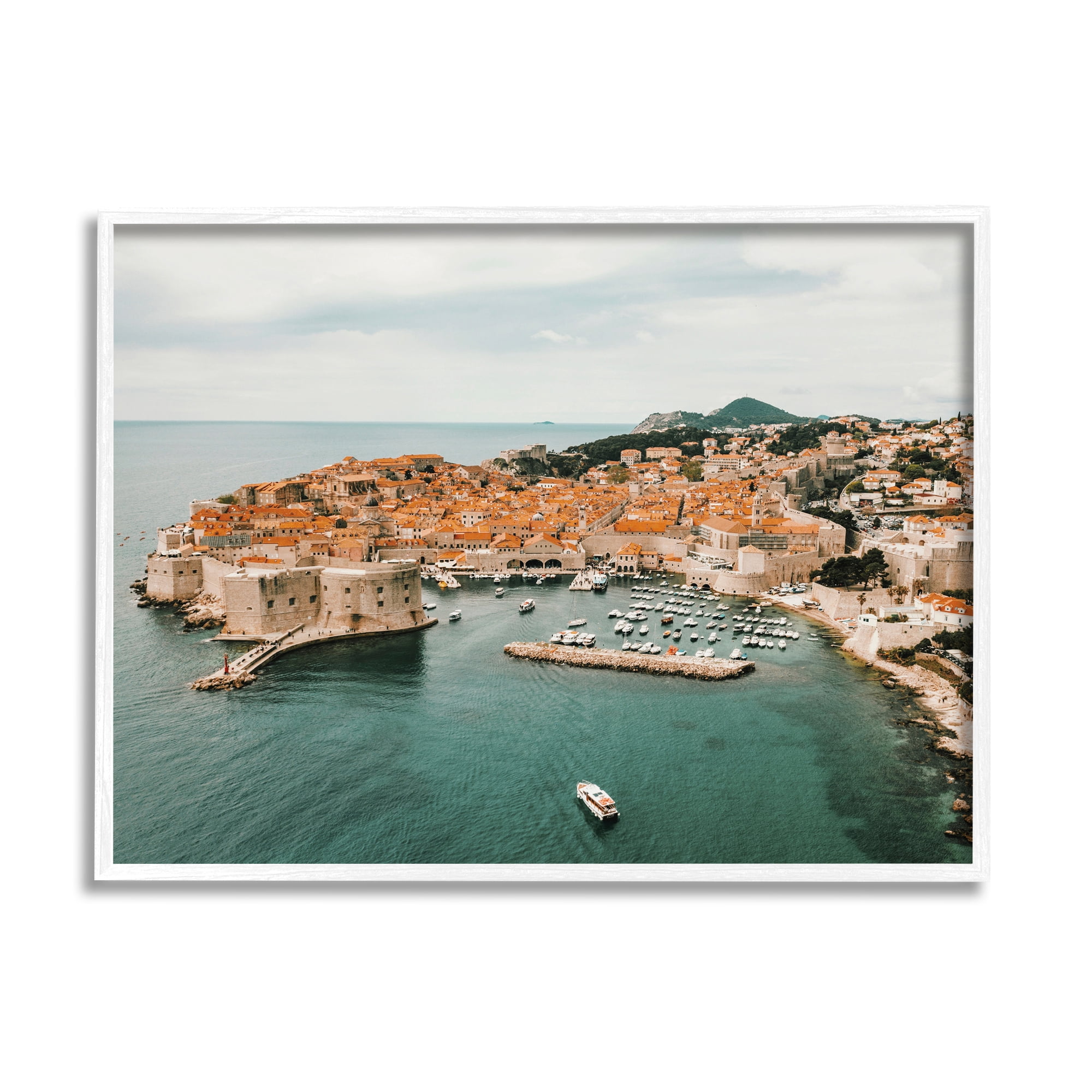 Stupell Seaside Port Town Architecture Landscape Photography White Framed Art Print Wall Art