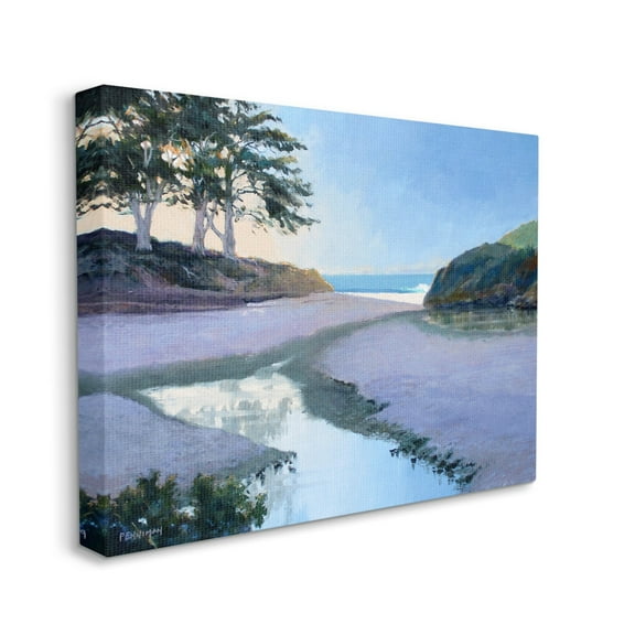 Stupell Seaside Riverbank Beach Shore Landscape Painting Gallery Wrapped Canvas Print Wall Art