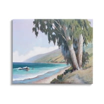 Stupell Seaside Vegetation Beach Waves Cove Landscape Painting Gallery Wrapped Canvas Print Wall Art