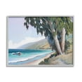 thumbnail image 1 of Stupell Seaside Vegetation Beach Waves Cove Landscape Painting Gray Framed Art Print Wall Art, 1 of 7