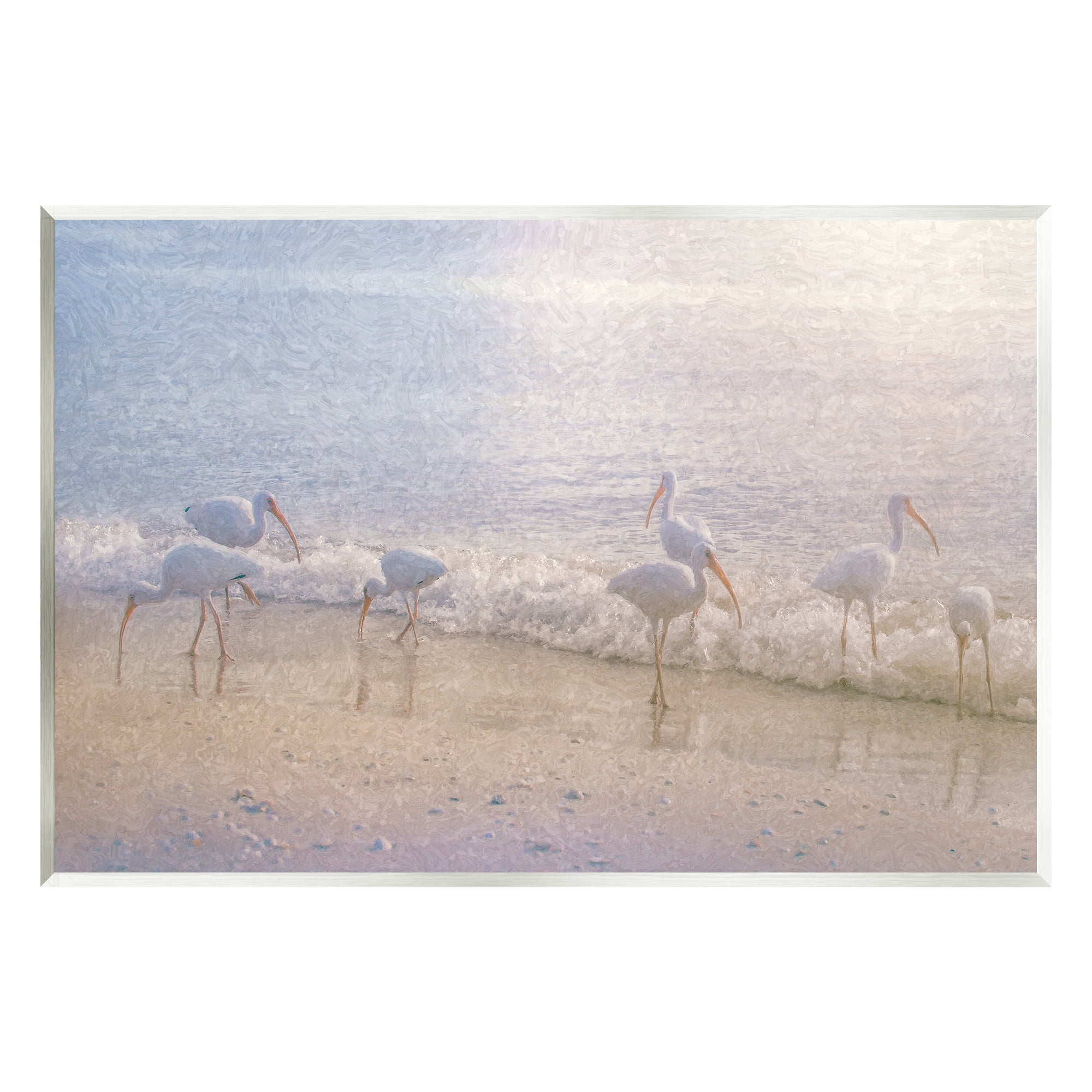 Seaside Waves Bird Flock Grazing Wood Wall Plaque