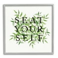thumbnail image 1 of Stupell Seat Yourself Botanical Leaf Bathroom Typography Painting Gray Framed Art Print Wall Art, 1 of 7