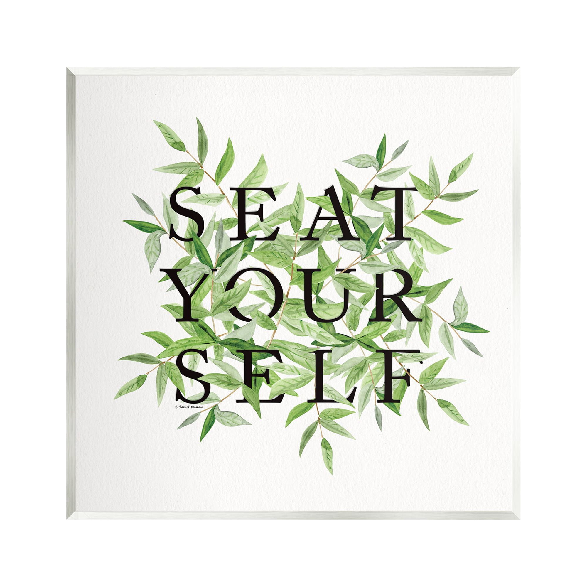 Stupell Seat Yourself Botanical Leaf Bathroom Typography Painting Wall Plaque Unframed Art Print Wall Art