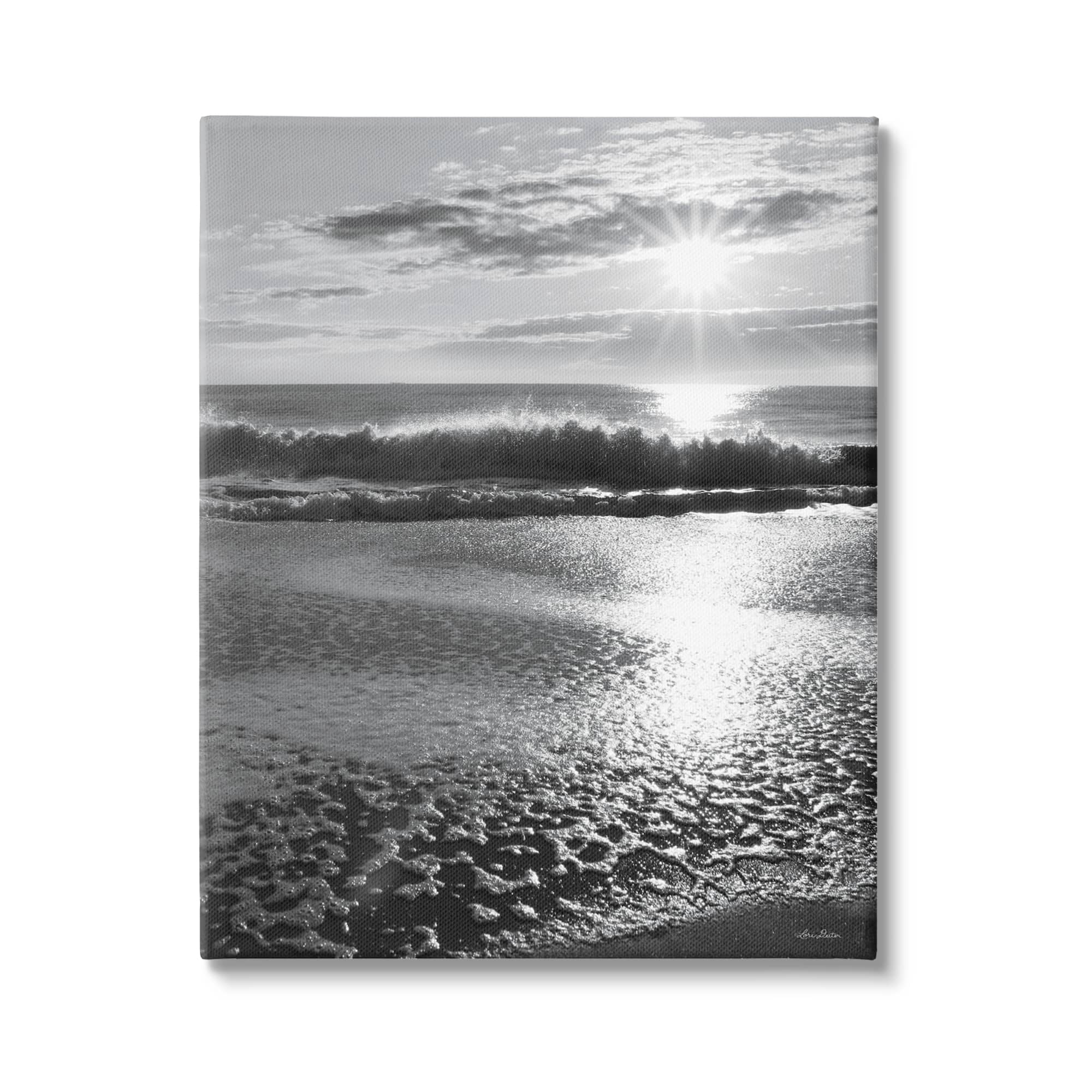 Stupell Shining Sun Beach Foam Reflection Landscape Photography Gallery Wrapped Canvas Print Wall Art