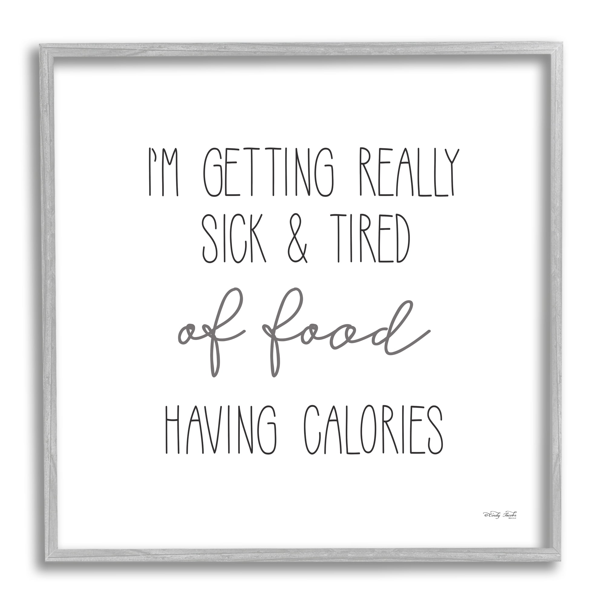 Stupell Sick Of Food Having Calories Funny Food & Beverage Painting Gray Framed Art Print Wall Art