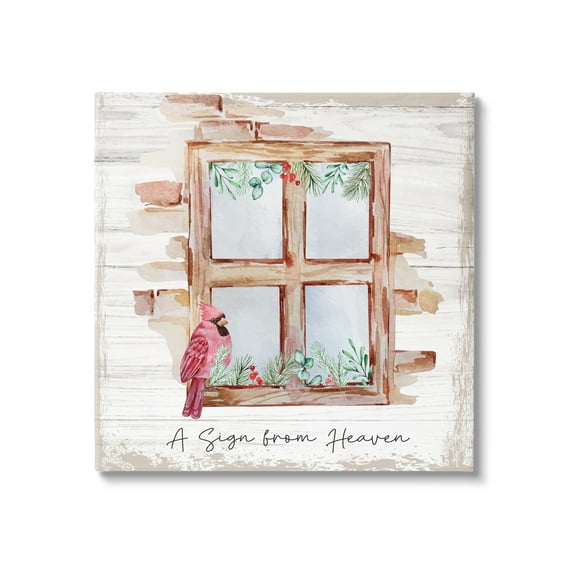 Stupell Sign From Heaven Perched Cardinal Animals & Insects Painting Gallery Wrapped Canvas Print Wall Art