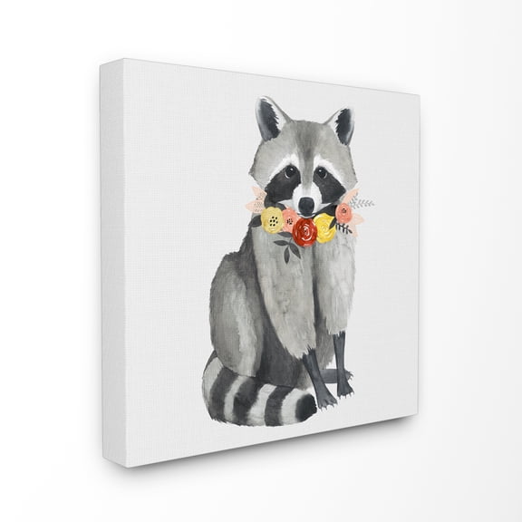 Stupell Sitting Pretty Raccoon w/ Flower Garland Canvas Art, 24 x 24