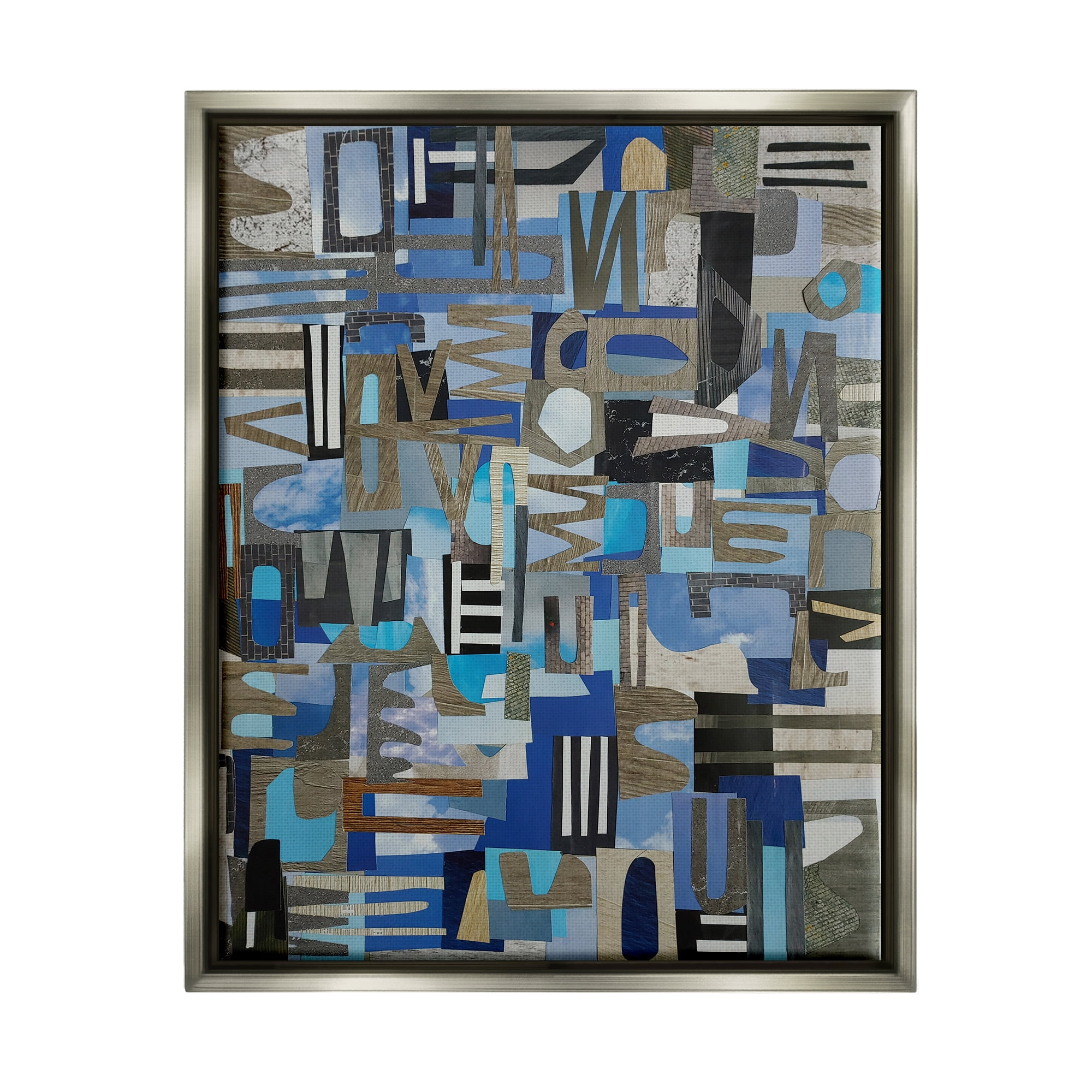 Stupell Skies Over Loire Valley Abstract Collage Abstract Painting Gray Floater Framed Art Print Wall Art
