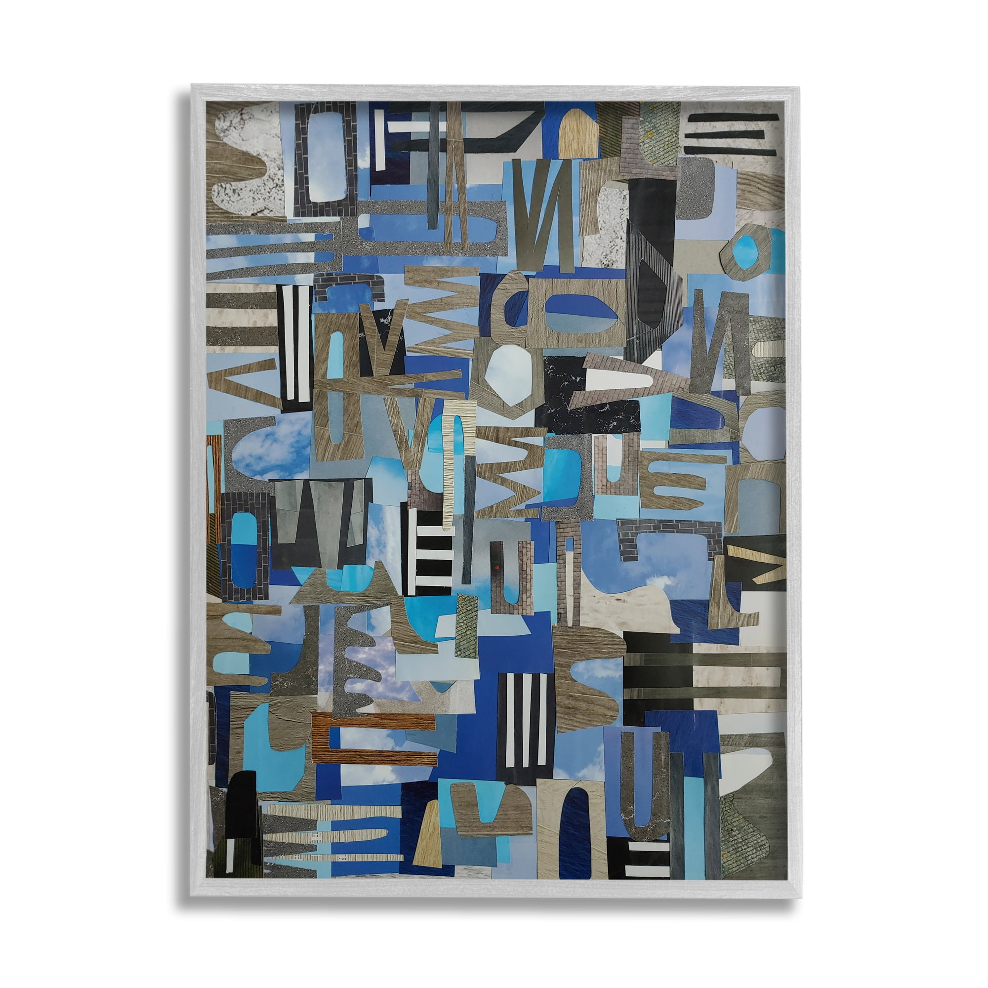 Stupell Skies Over Loire Valley Abstract Collage Abstract Painting Gray Framed Art Print Wall Art