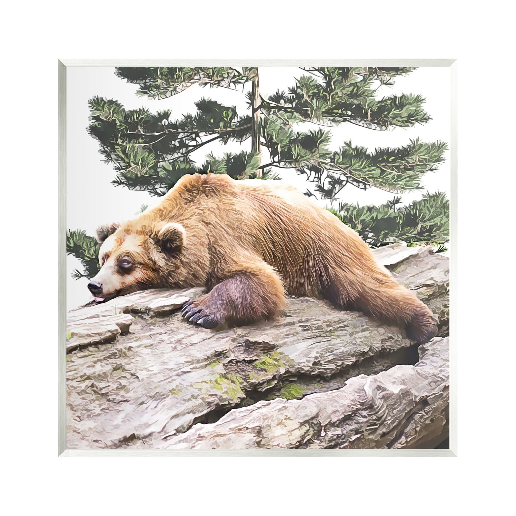 Stupell Sleeping Brown Bear Wildlife Animals & Insects Painting Wall Plaque Unframed Art Print Wall Art