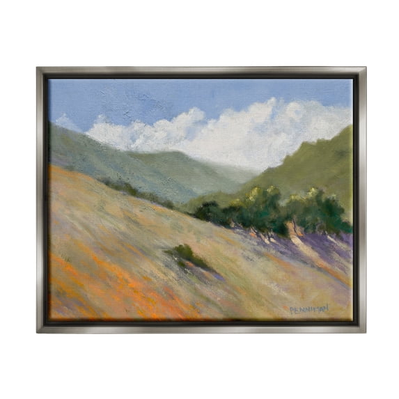 Stupell Sloped Nature Modern Landscape Landscape Painting Gray Floater Framed Art Print Wall Art