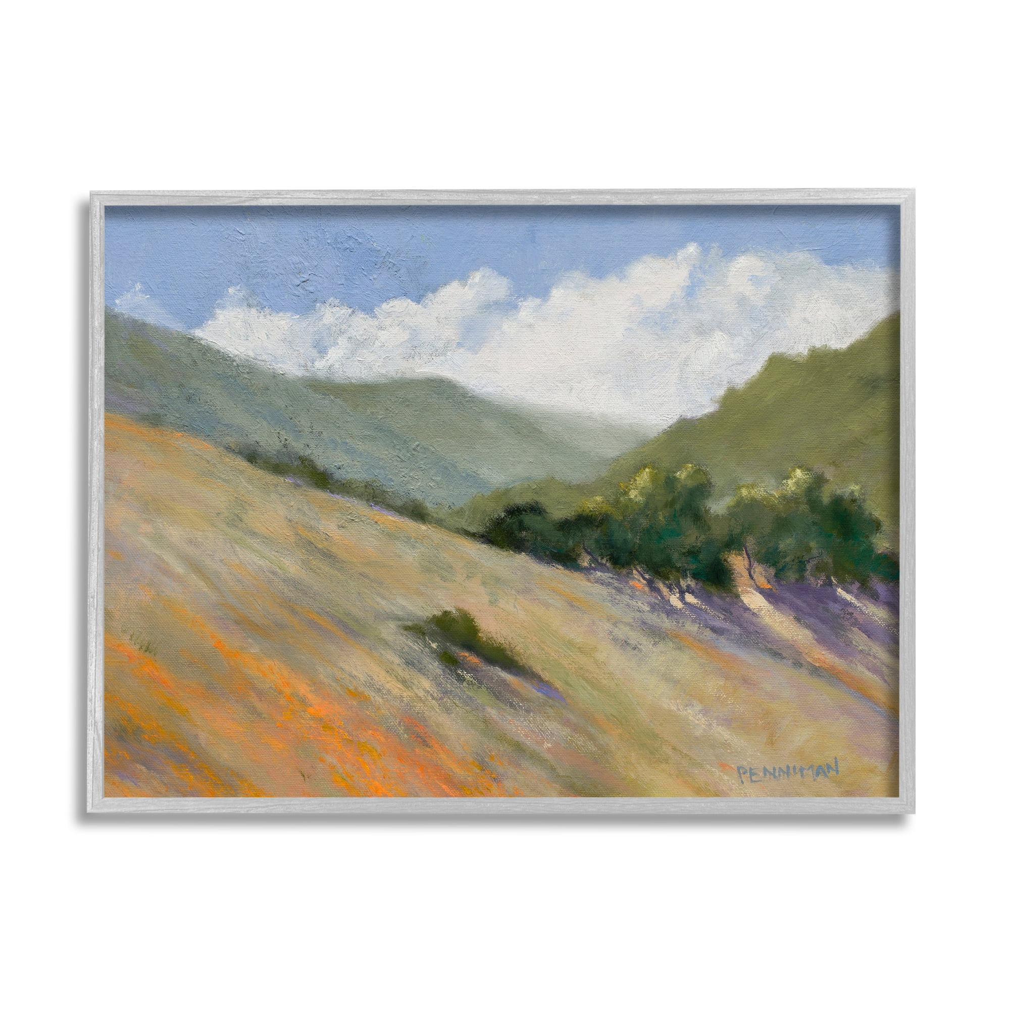 Stupell Sloped Nature Modern Landscape Landscape Painting Gray Framed Art Print Wall Art