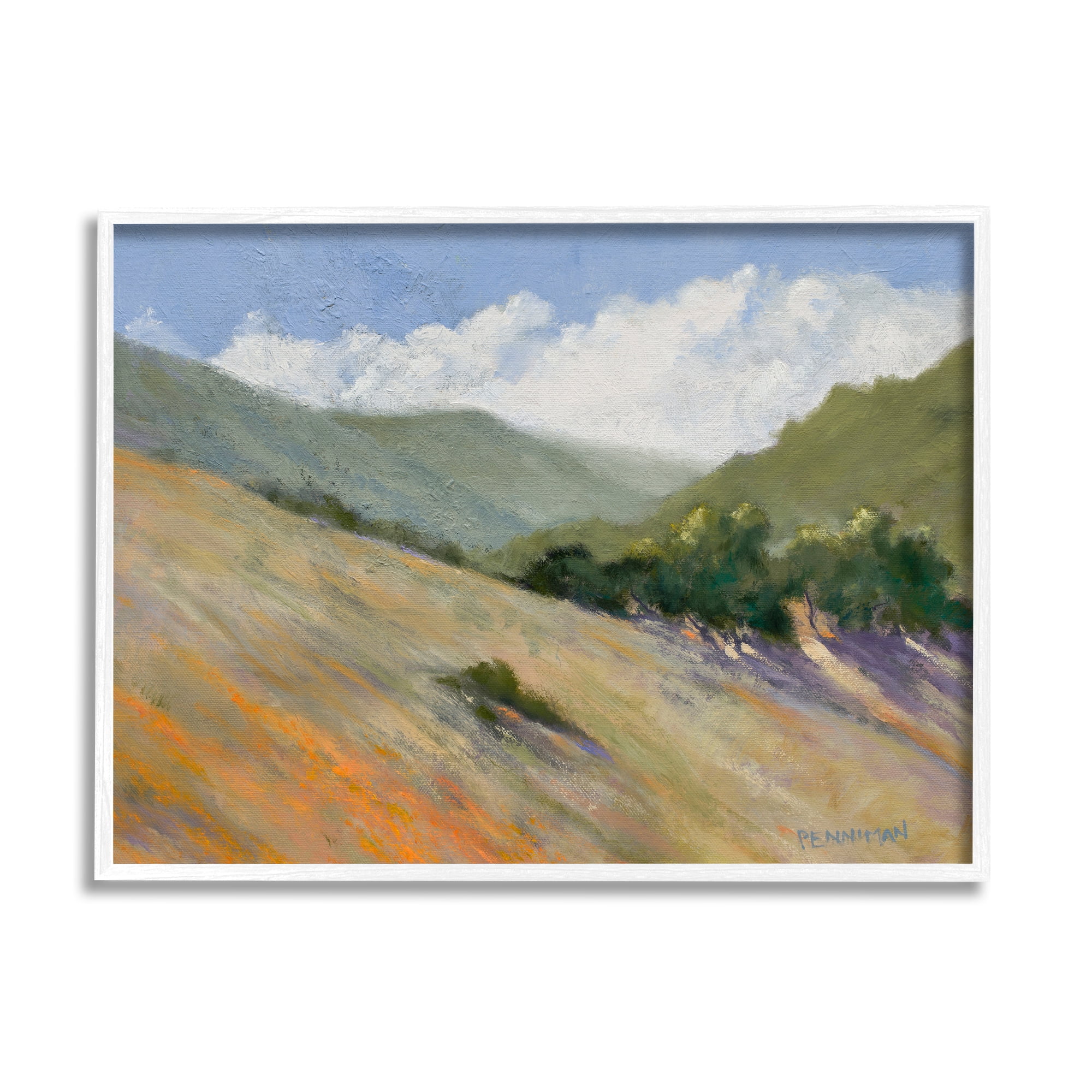 Stupell Sloped Nature Modern Landscape Landscape Painting White Framed Art Print Wall Art
