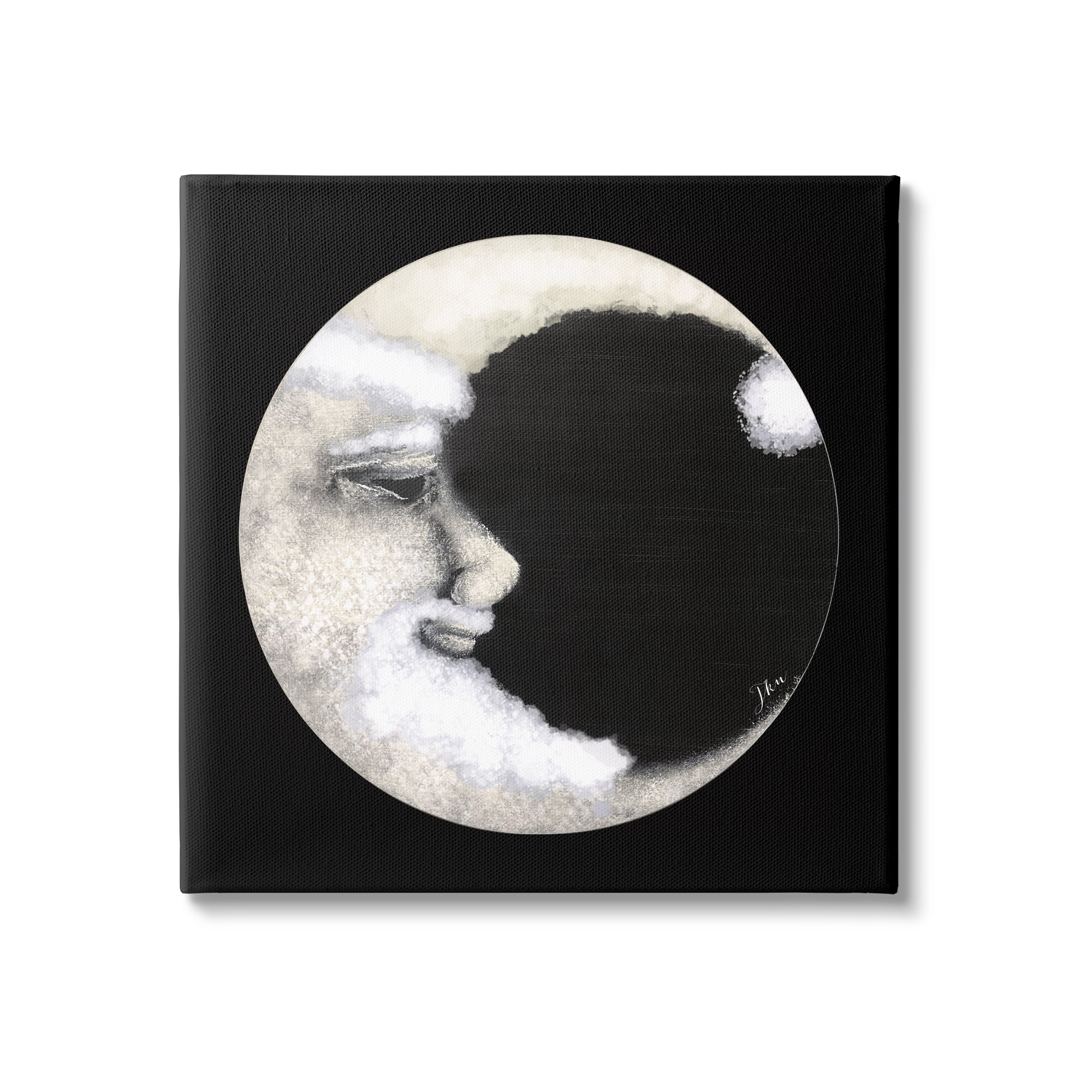 Stupell Smiling Round Moon Face Landscape Painting Gallery Wrapped Canvas Print Wall Art