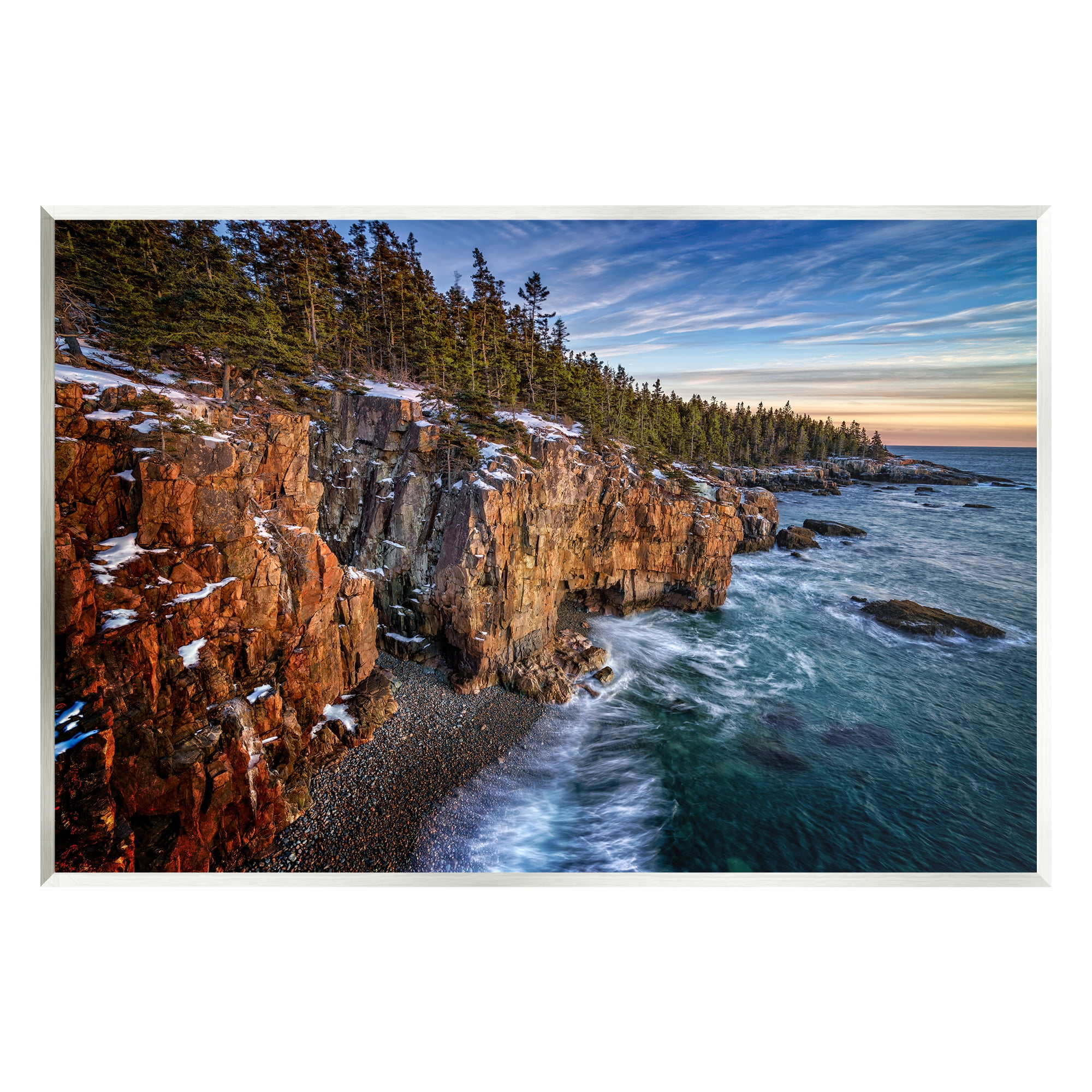 Stupell Snowy Cliffs Ocean Tide Waves Landscape Photography Wall Plaque Unframed Art Print Wall Art