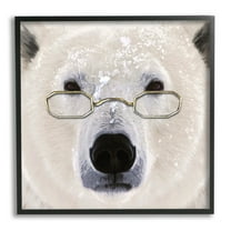 Stupell Snowy Polar Bear Glasses Animals & Insects Painting Black Framed Art Print Wall Art