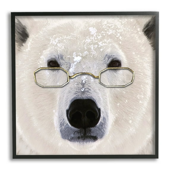 Stupell Snowy Polar Bear Glasses Animals & Insects Painting Black Framed Art Print Wall Art