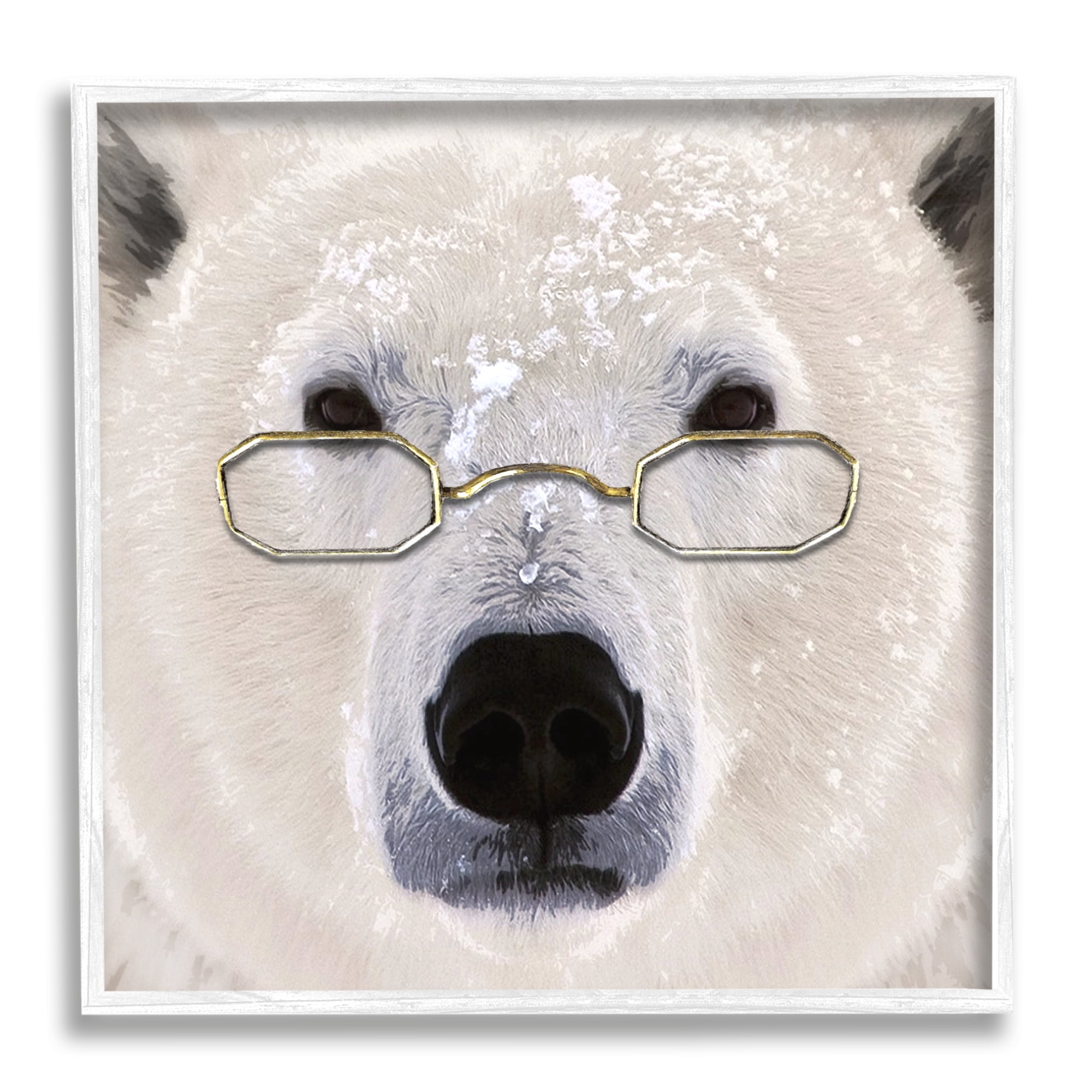 Stupell Snowy Polar Bear Glasses Animals & Insects Painting White Framed Art Print Wall Art