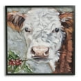 thumbnail image 1 of Stupell Snowy Winter Cow Holly Berries Animals & Insects Painting Black Framed Art Print Wall Art, 1 of 7