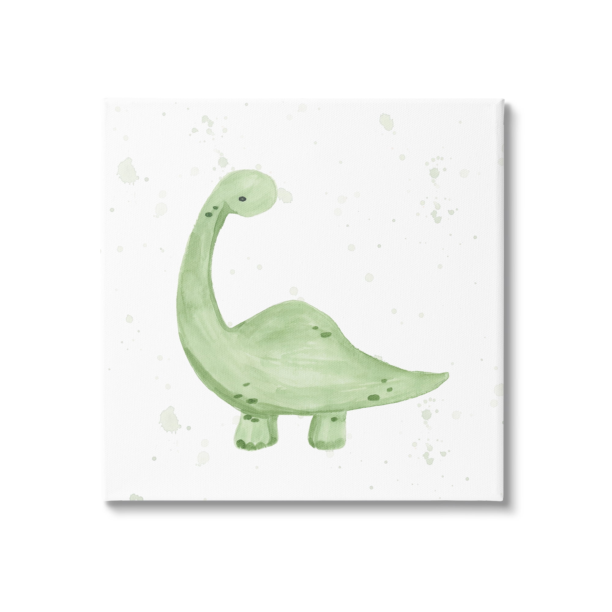 Stupell Soft Green Pastel Dinosaur Animals & Insects Painting Gallery Wrapped Canvas Print Wall Art